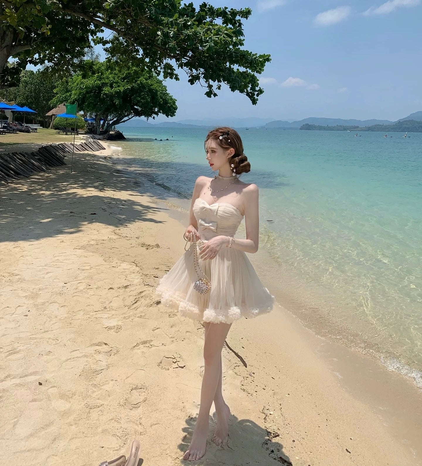 软雾甜纱 法式优雅精致花纹蓬蓬连衣裙 Soft Mist Tulle Elegant French Floral Puffy Dress