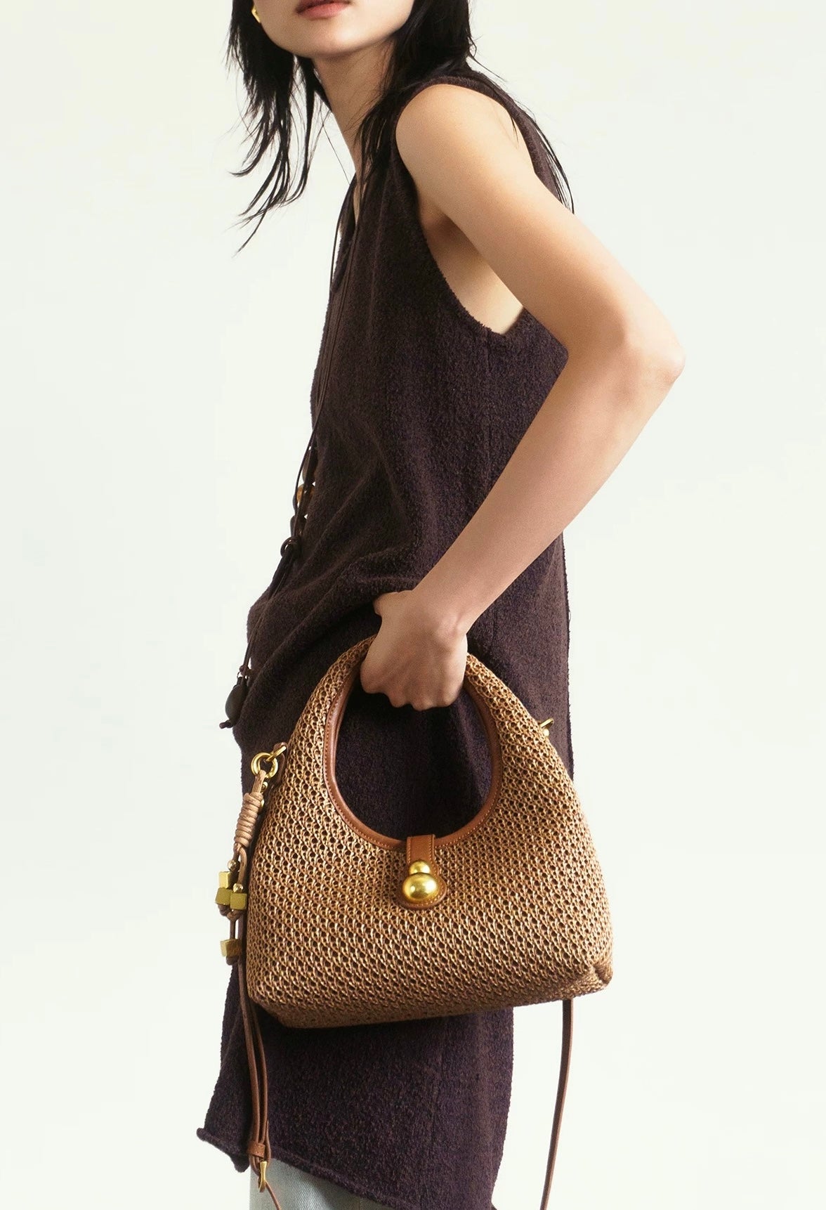 Pine Echo Oriental Aesthetic Gourd-shaped Woven Designer Bag