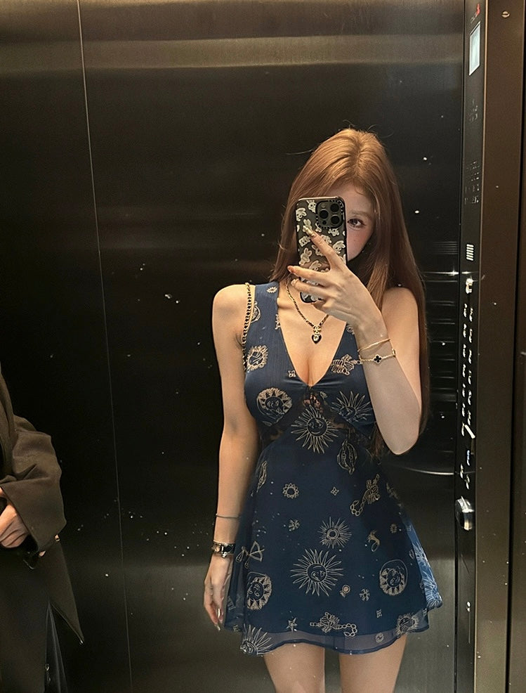 西西里邂逅 复古V领背心连衣裙 Sicilian Encounter – Vintage V-Neck Sleeveless Dress