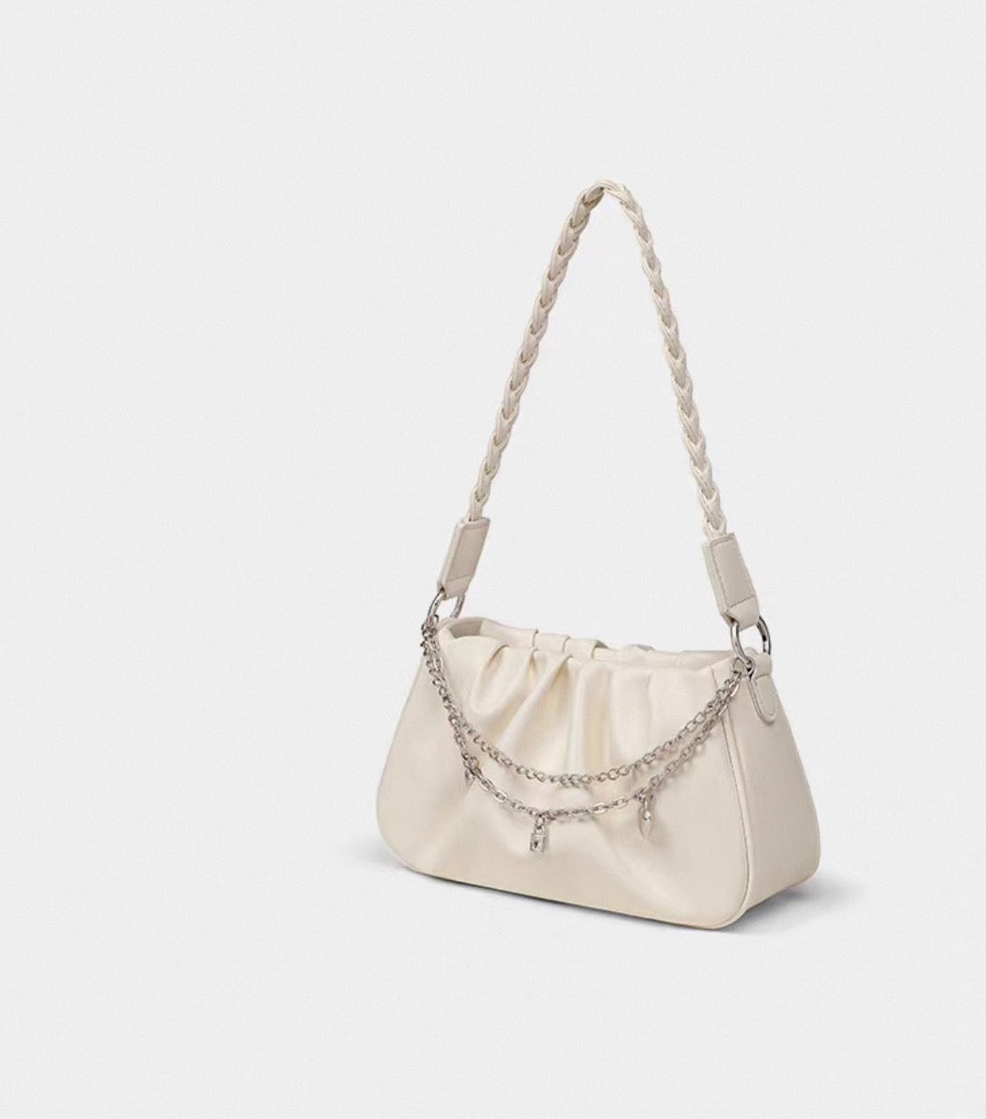 Cloud Candy Pleated Slouchy Crossbody Bag - White