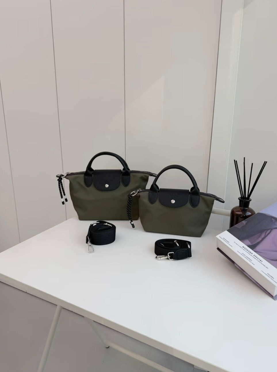 The Aria Dumpling Satchel Mixed Nylon & Leather Tote