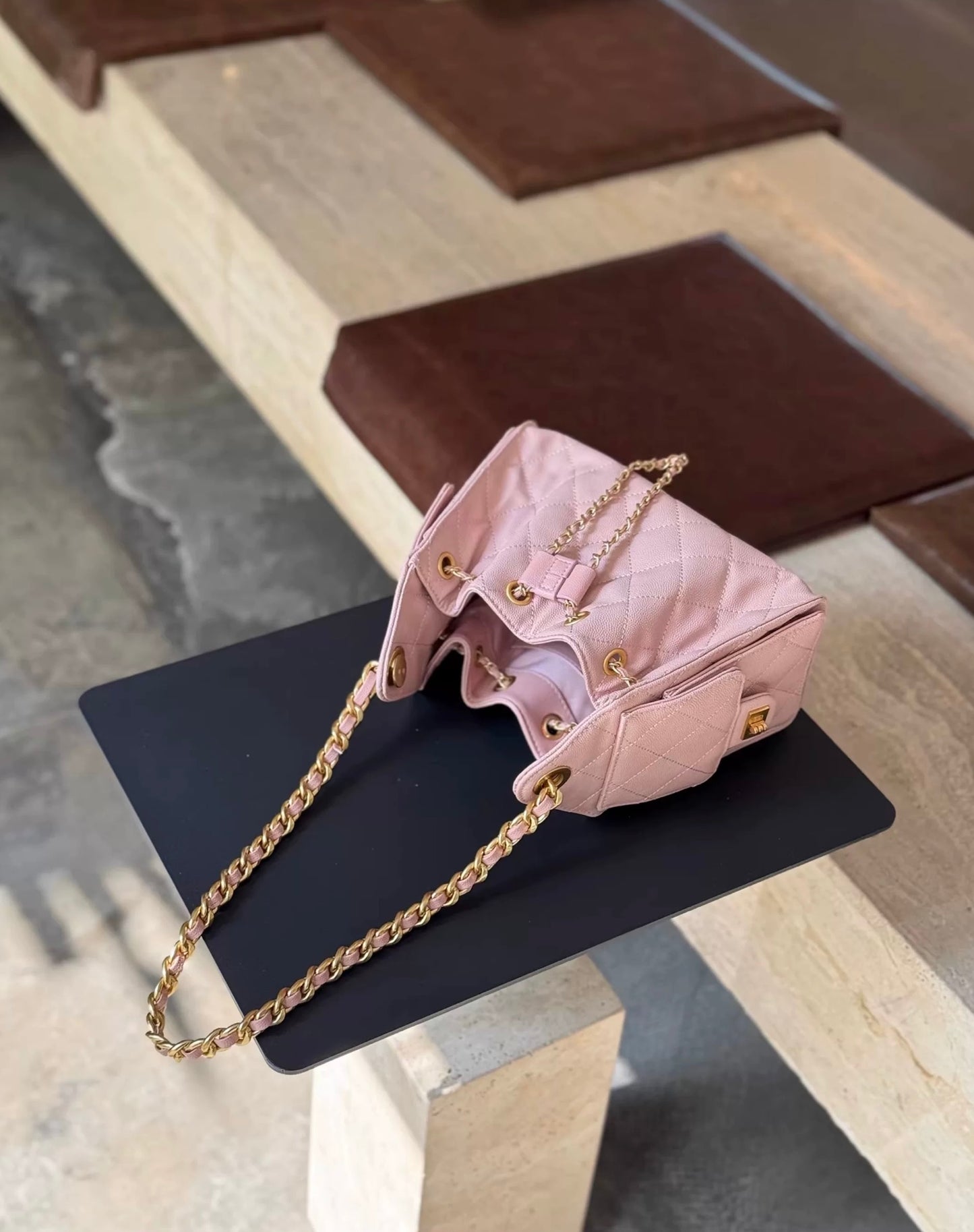 Daphny Quilted Caviar Leather Tote Bag