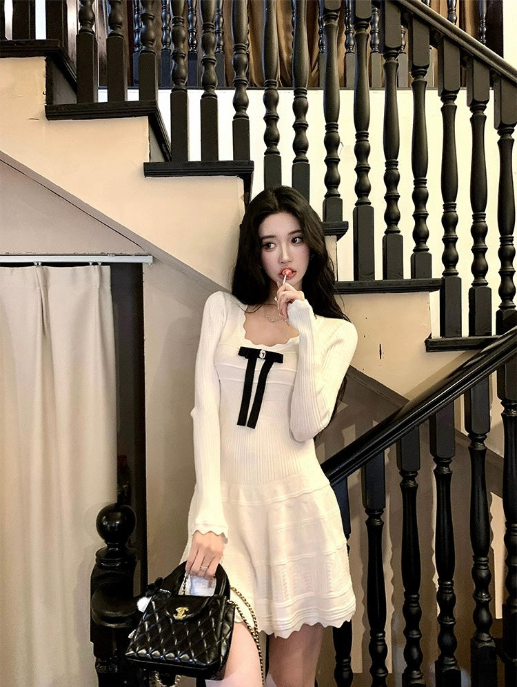 公主千金 针织风长袖连衣裙 Princess Style Knitted Long-Sleeve Dress