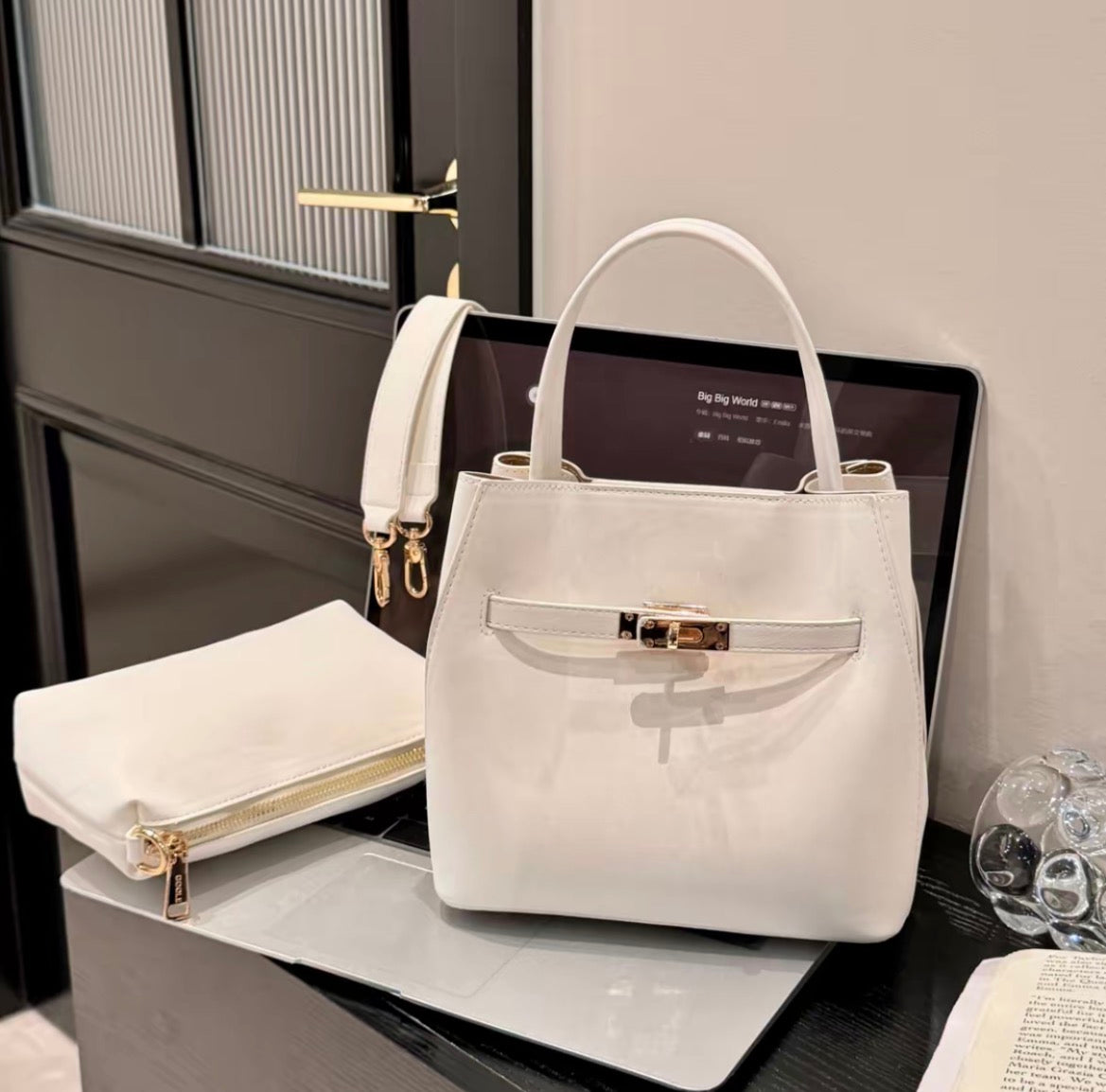 Smooth Design Keilly Structured Pebbled  Top Handle Bag - PU