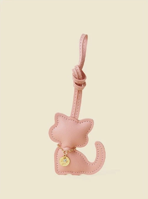 Cat Motif Bag Charm - Blue