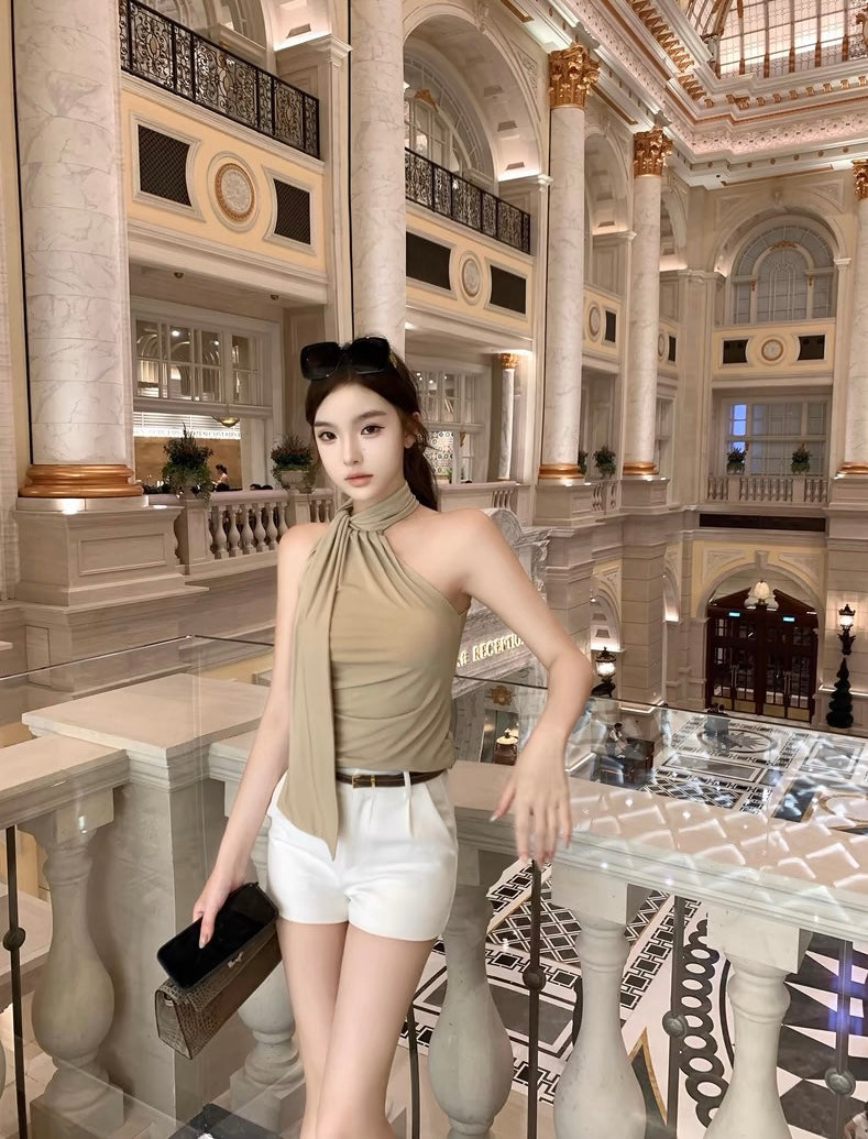 精致名媛 挂脖弹性性感上衣 Elegant Socialite - Halter Neck Stretchy Sexy Top