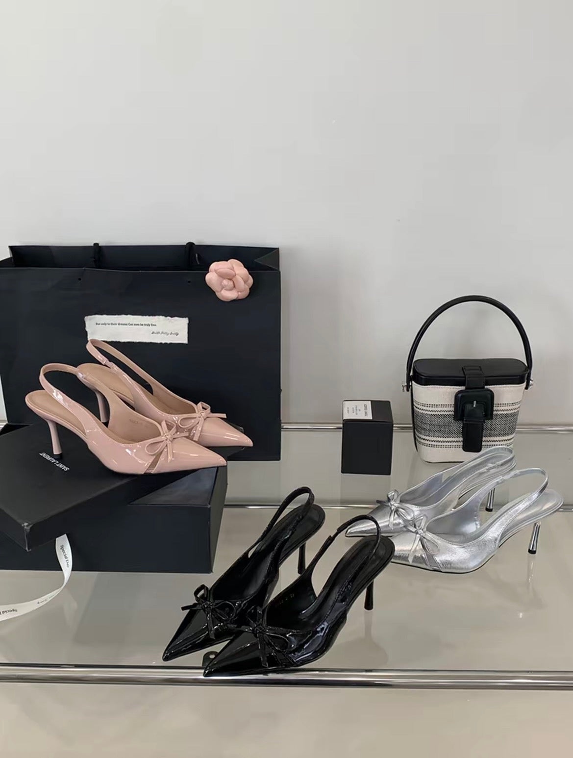 Bella Bow Slingbacks Pointed-toe Heels