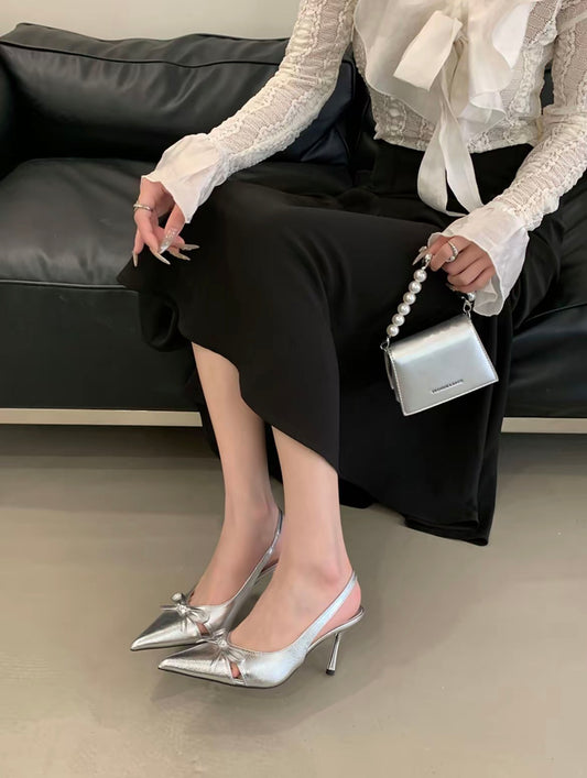 Bella Bow Slingbacks Pointed-toe Heels
