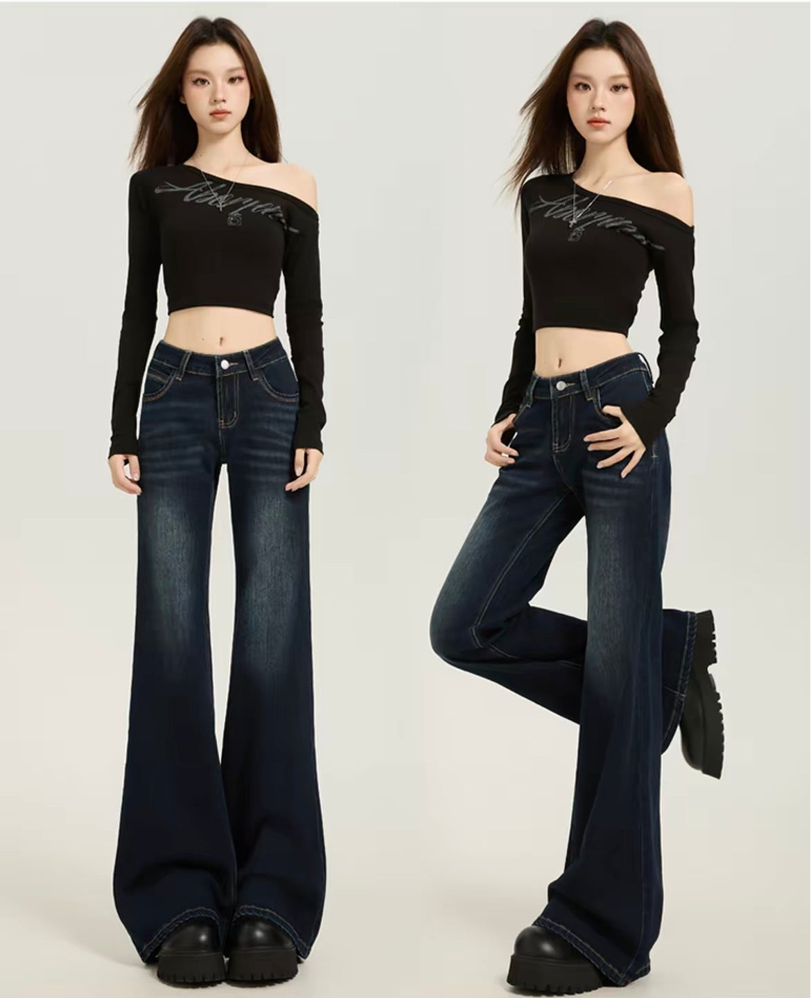 蓝调年代 美式浅蓝微喇牛仔裤 Blue Era American Loght Blue Flared Jeans