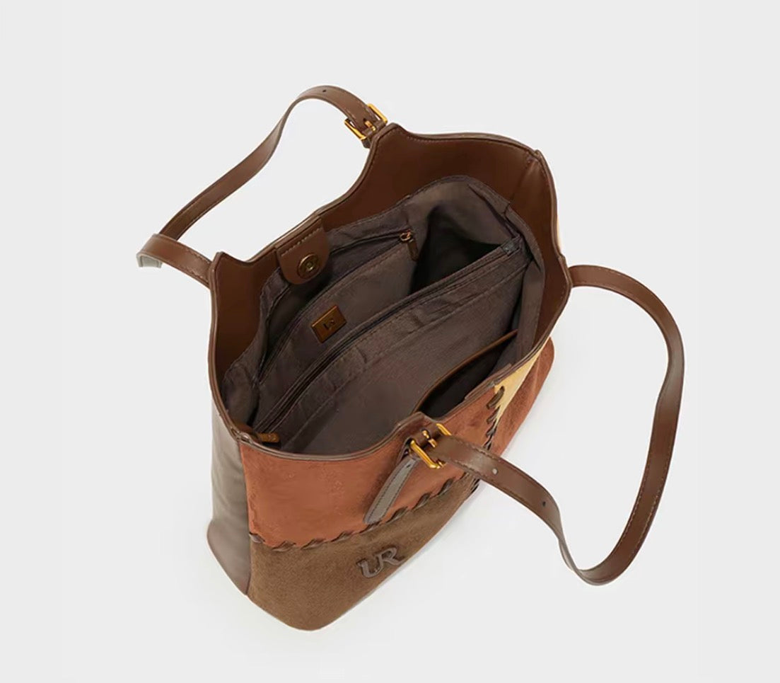 Twilight Patchwork Large-Capacity Commuter Tote Bag