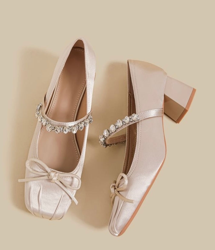 匠逅 法式芭蕾绝美粗跟女高跟鞋 Jianghou French-Style Ballet-Inspired Elegant Chunky-Heel Women’s Heels