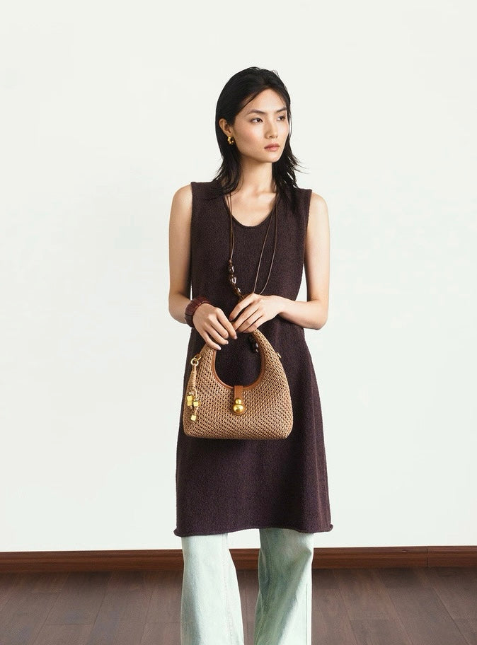 Pine Echo Oriental Aesthetic Gourd-shaped Woven Designer Bag