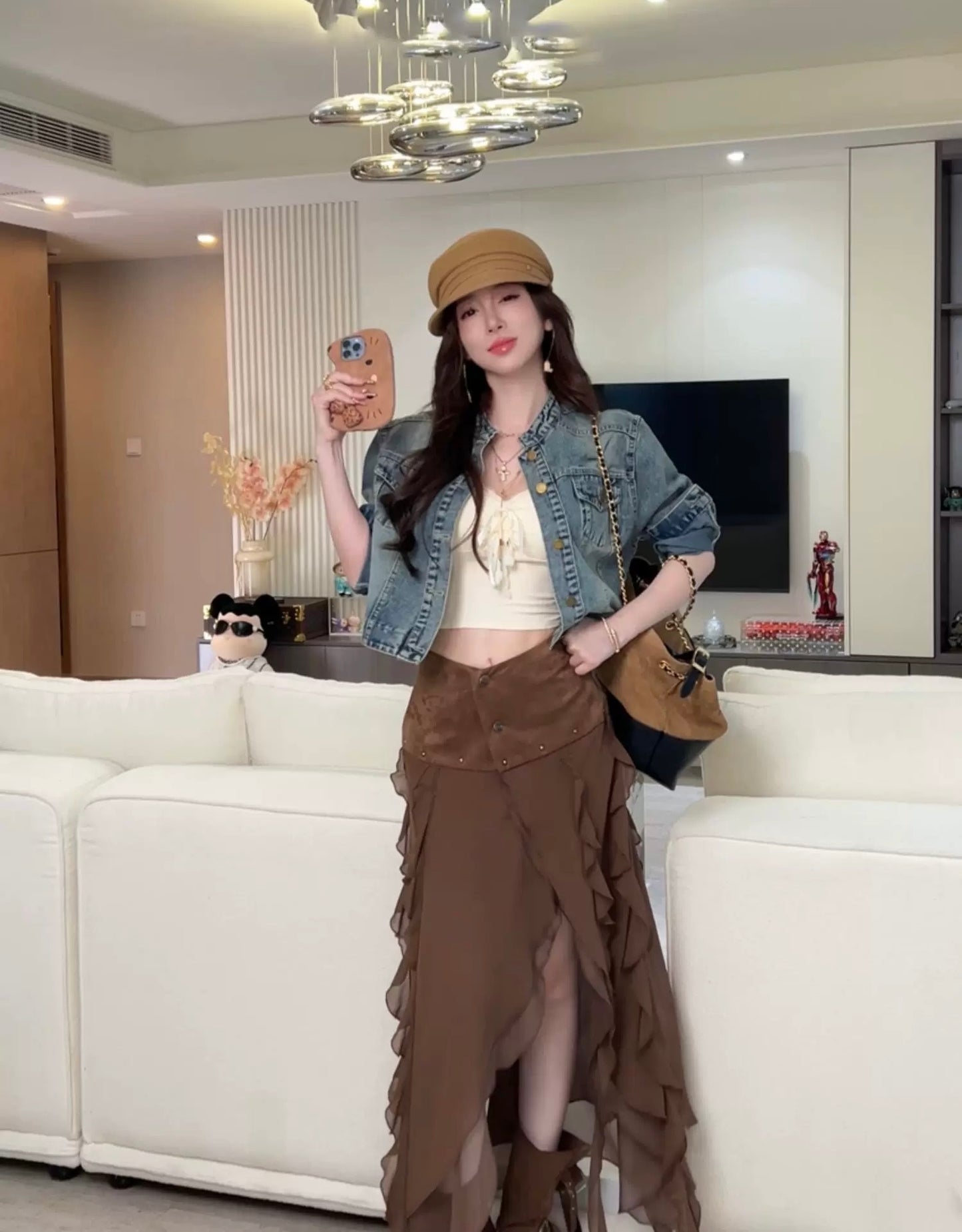 曼城牛仔 短款牛仔外套不规则半裙套装 Manchester Cowboy Short Denim Jacket & Asymmetrical Skirt Set