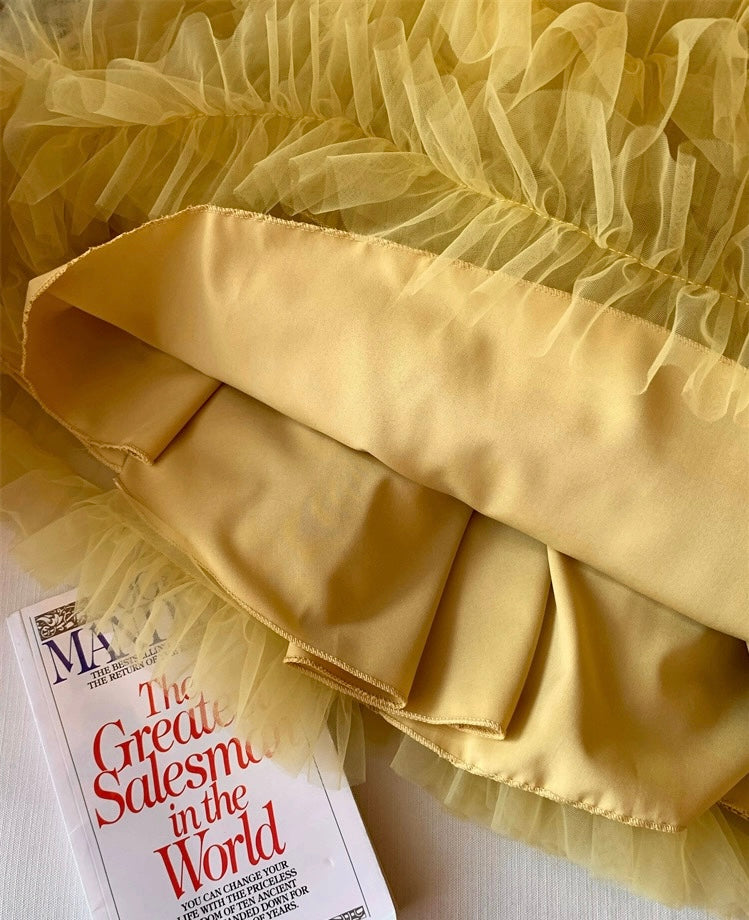 黄雀伊人 薄纱蓬蓬超上镜吊带裙 Golden Finch Beauty Tulle Puffy Photogenic Spaghetti Strap Dress