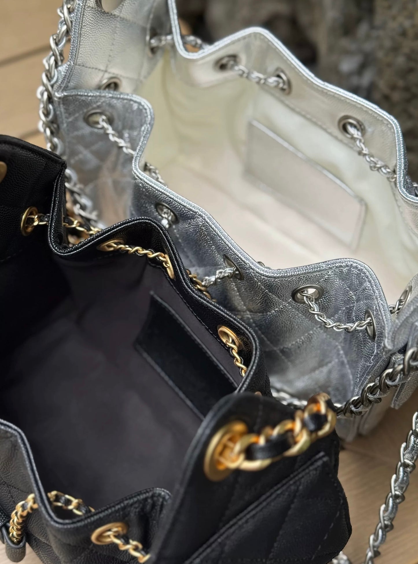 Daphny Quilted Caviar Leather Tote Bag