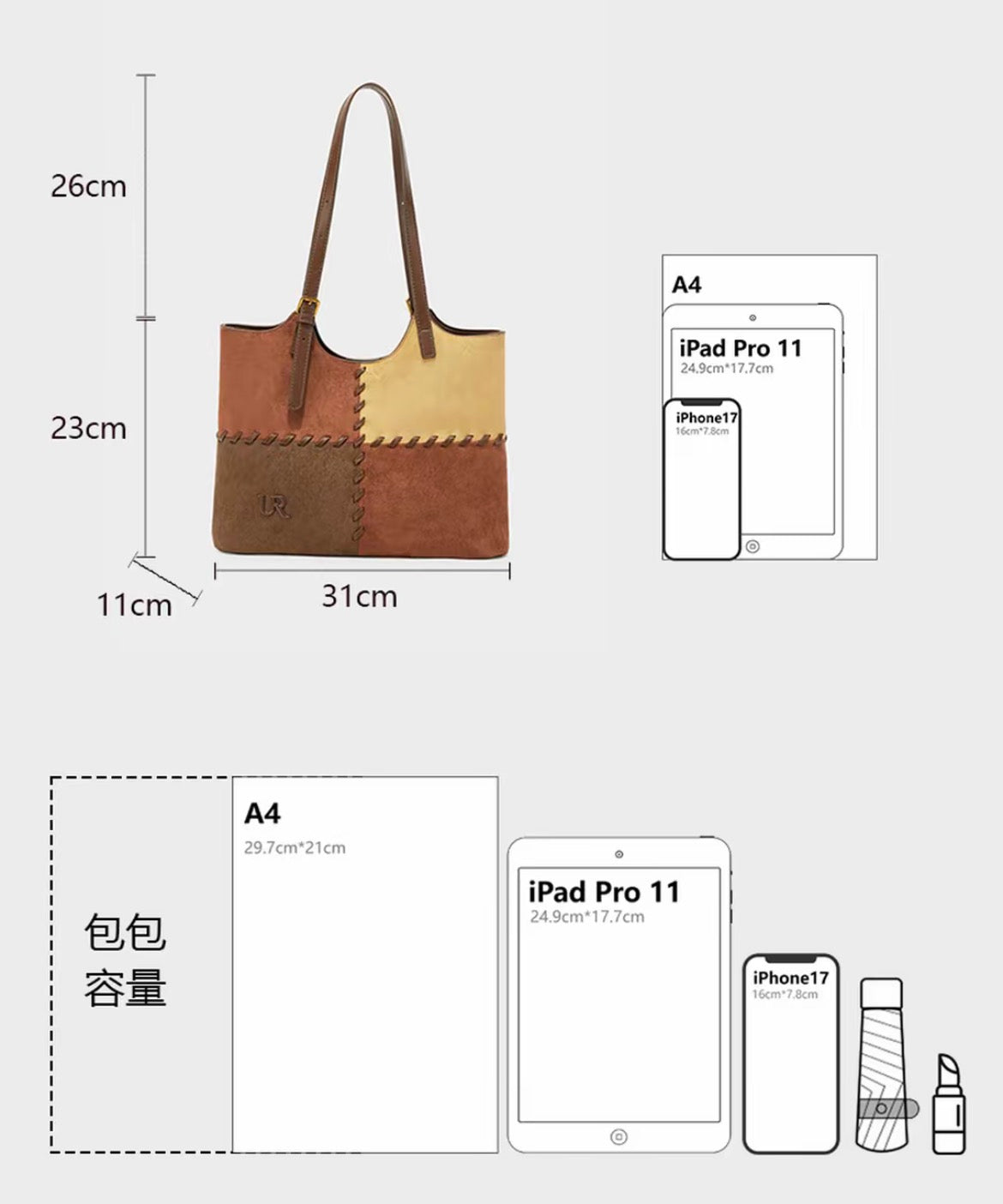 Twilight Patchwork Large-Capacity Commuter Tote Bag