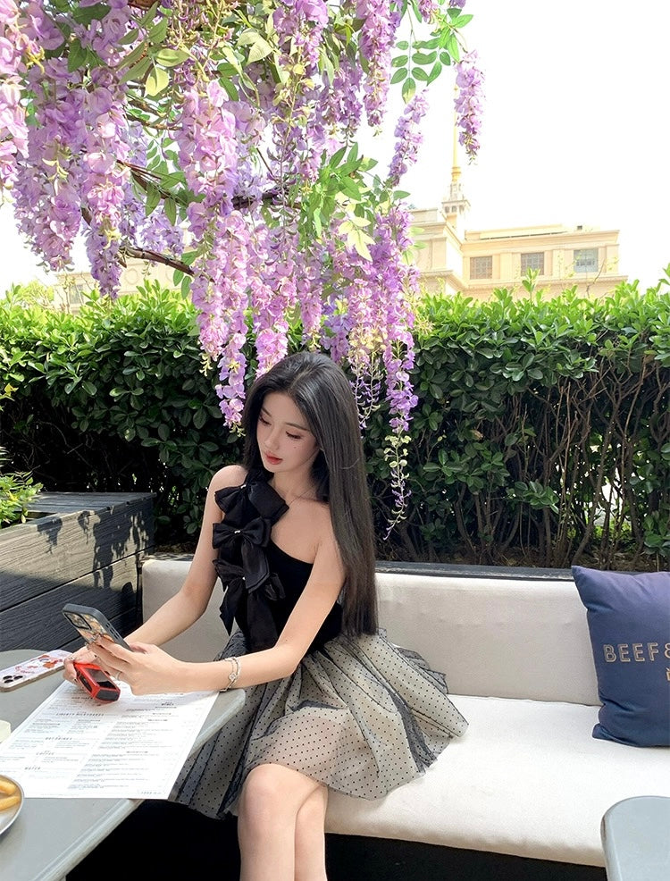 芭比蝴蝶 单肩短款上衣 Barbie Butterfly One-Shoulder Crop Top