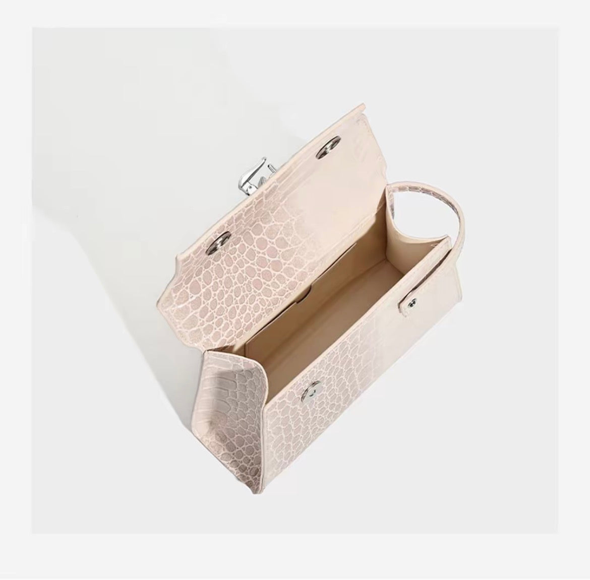 Classic Croco Embossed Kelly Top Handle Shoulder & Crossbody Bag