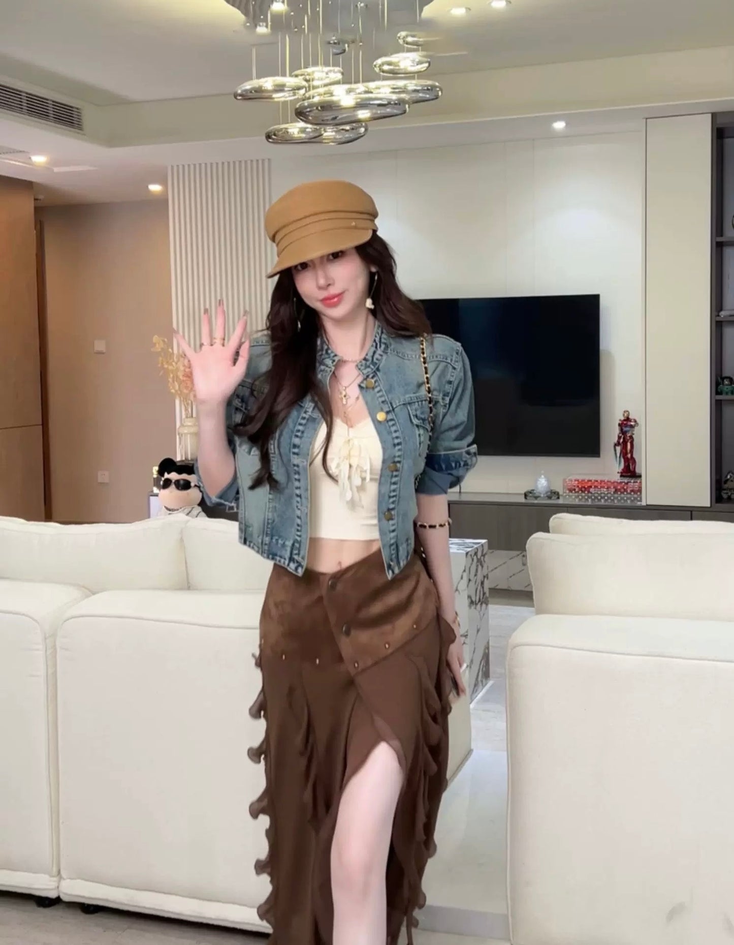 曼城牛仔 短款牛仔外套不规则半裙套装 Manchester Cowboy Short Denim Jacket & Asymmetrical Skirt Set