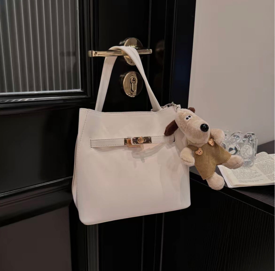 Smooth Design Keilly Structured Pebbled  Top Handle Bag - PU