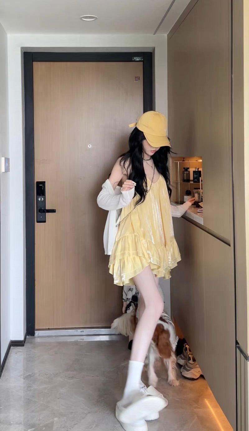 贝蒂甜心裙 甜美挂脖双层蛋糕裙 Betty sweetheart sweet halter double-layer ruffle dress