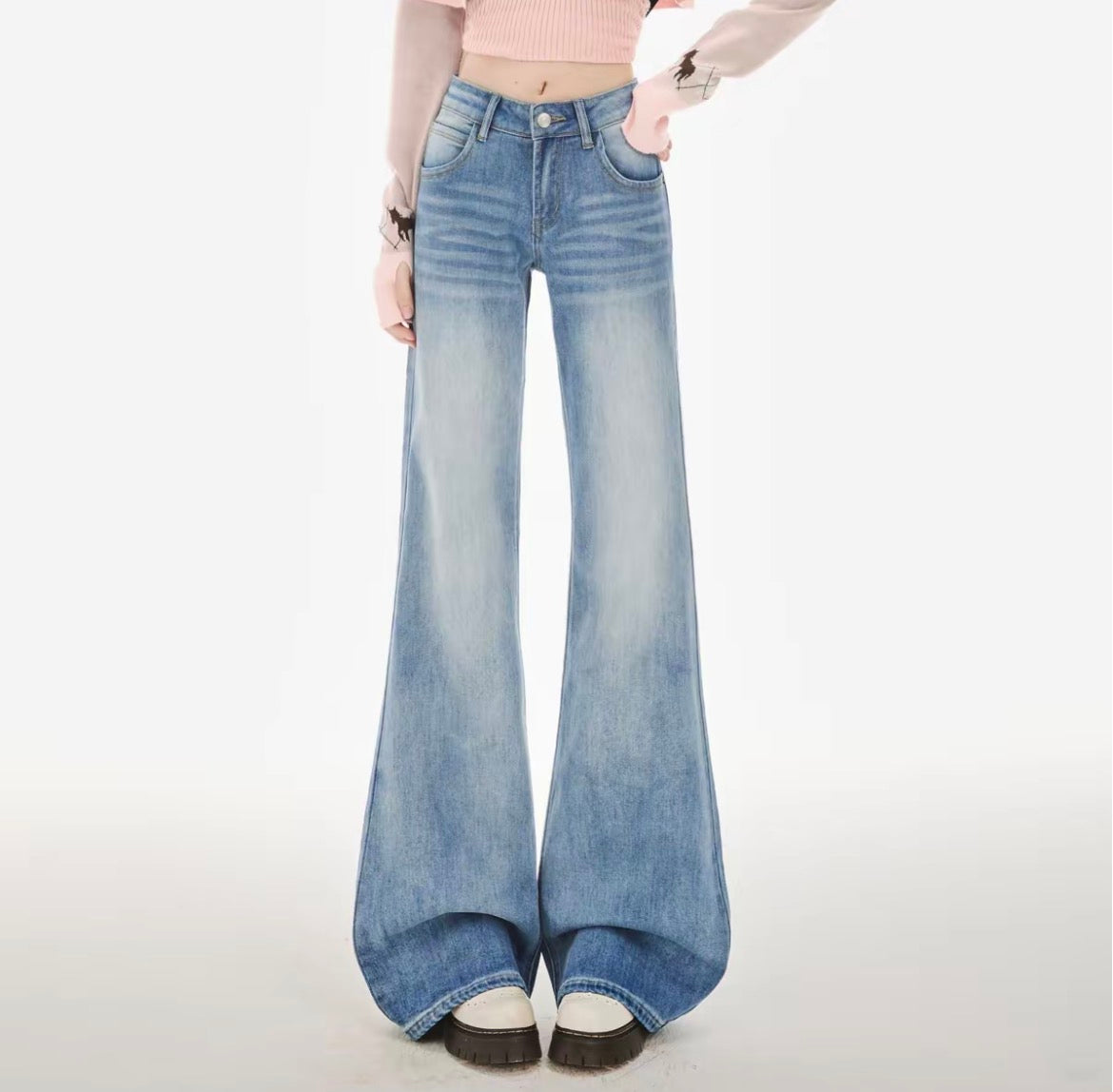 蓝调年代 美式浅蓝微喇牛仔裤 Blue Era American Loght Blue Flared Jeans