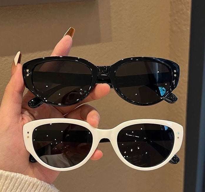 白色猫眼 防紫外线太阳眼镜墨镜 White Cat-Eye UV Protection Sunglasses