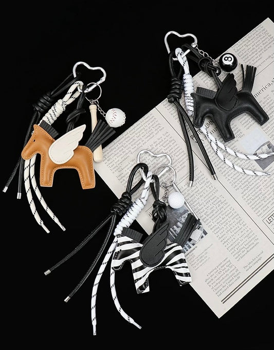 Leather Pegasus Lanyard Bag Charm