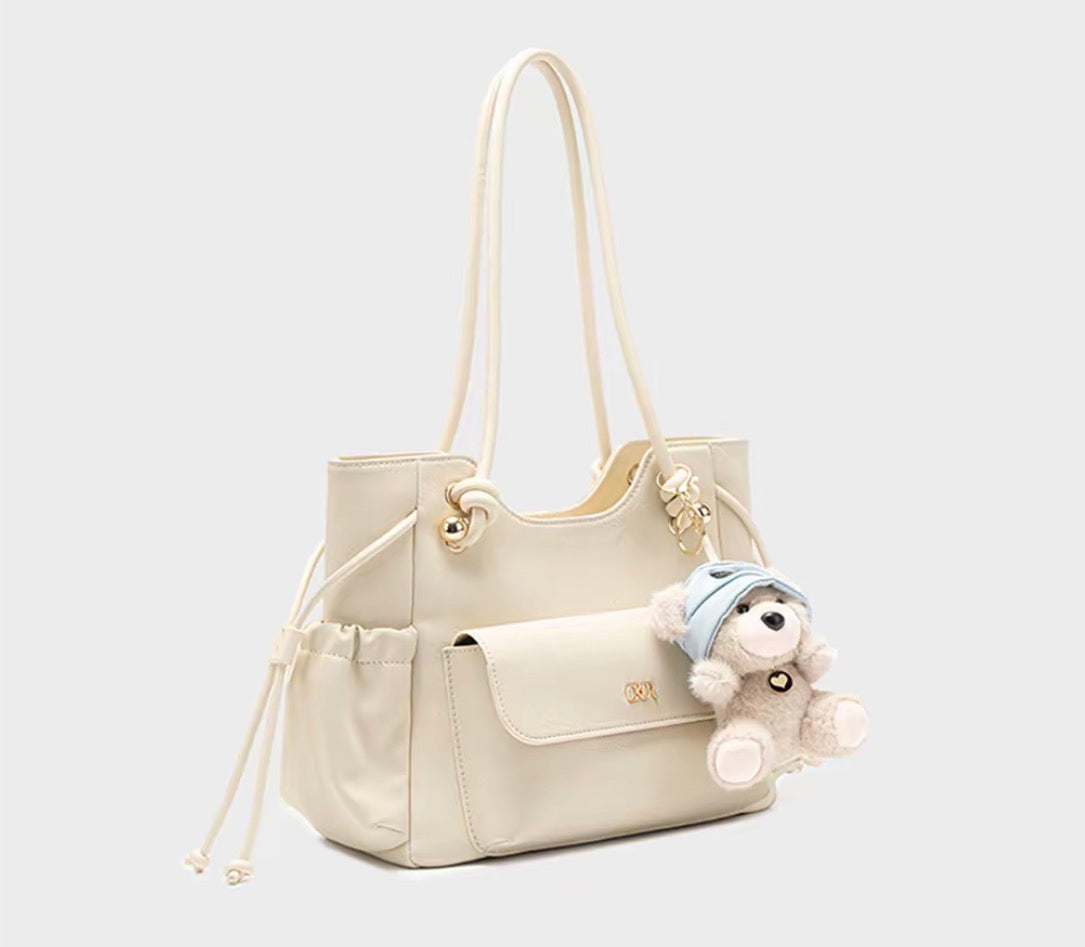 Cloud Milky White Youth Luxury Commuter Tote Bag