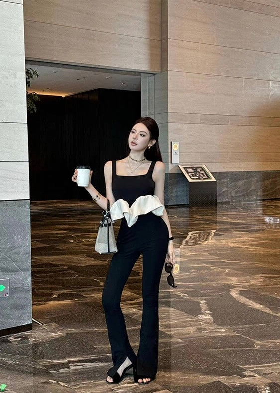 云朵甜心 气质设计款上衣➕喇叭裤套装 Cloud Sweetheart Elegant Top and Flared Pants Set