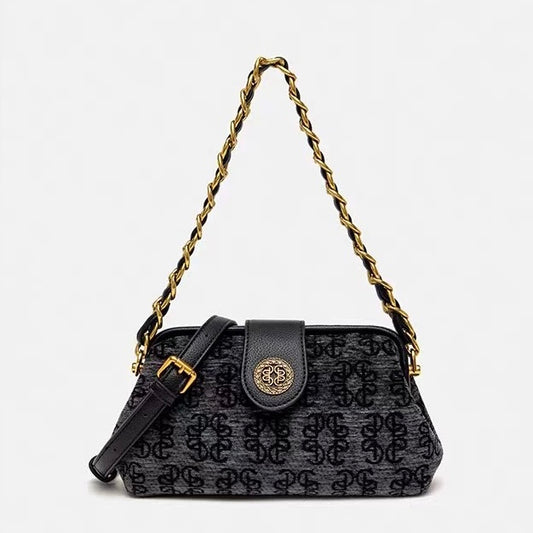 Heritage Grace Timeless Chain Shoulder Bag - Black