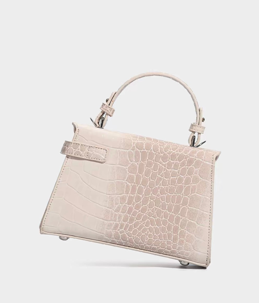 Classic Croco Embossed Kelly Top Handle Shoulder & Crossbody Bag