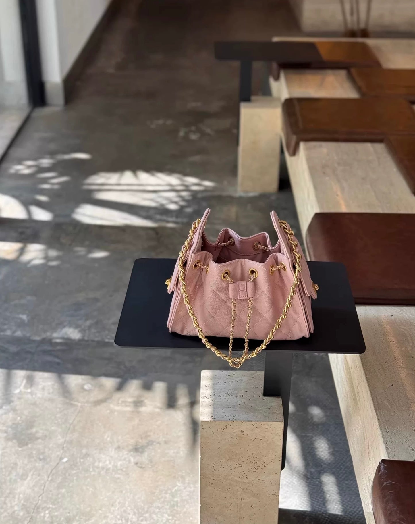 Daphny Quilted Caviar Leather Tote Bag