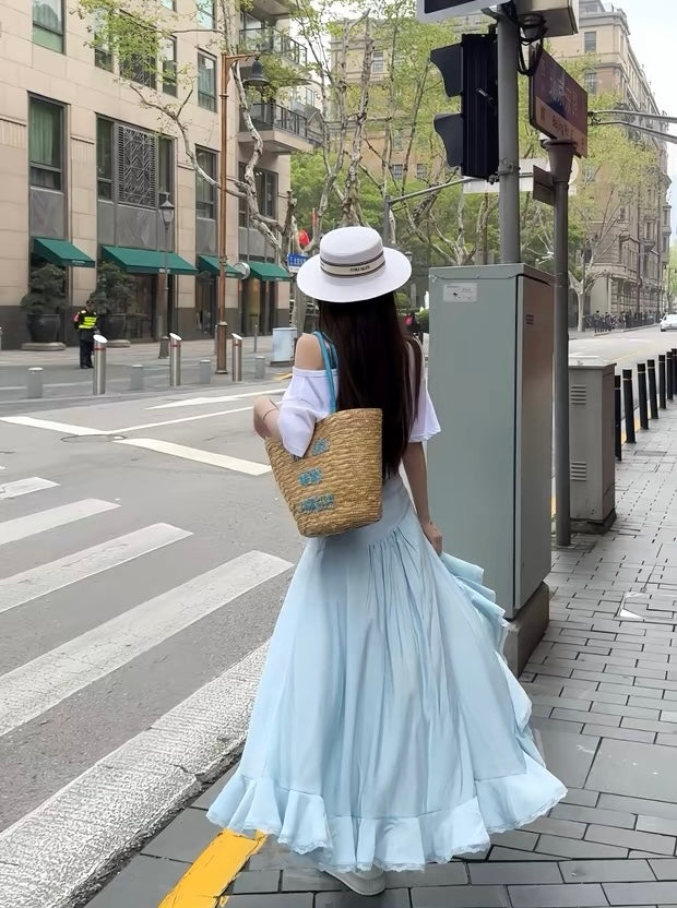 耳语轻绕 时尚木耳蕾丝花边半身裙套装Whisper-Inspired Irregular Ruffle Lace Trim Set