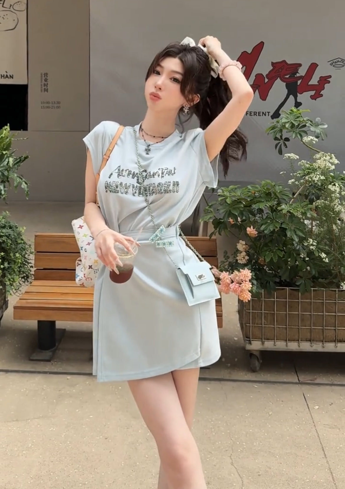 星闪连衣裙 不规则系带连衣裙 Sparkling Starry Asymmetrical Tie Dress
