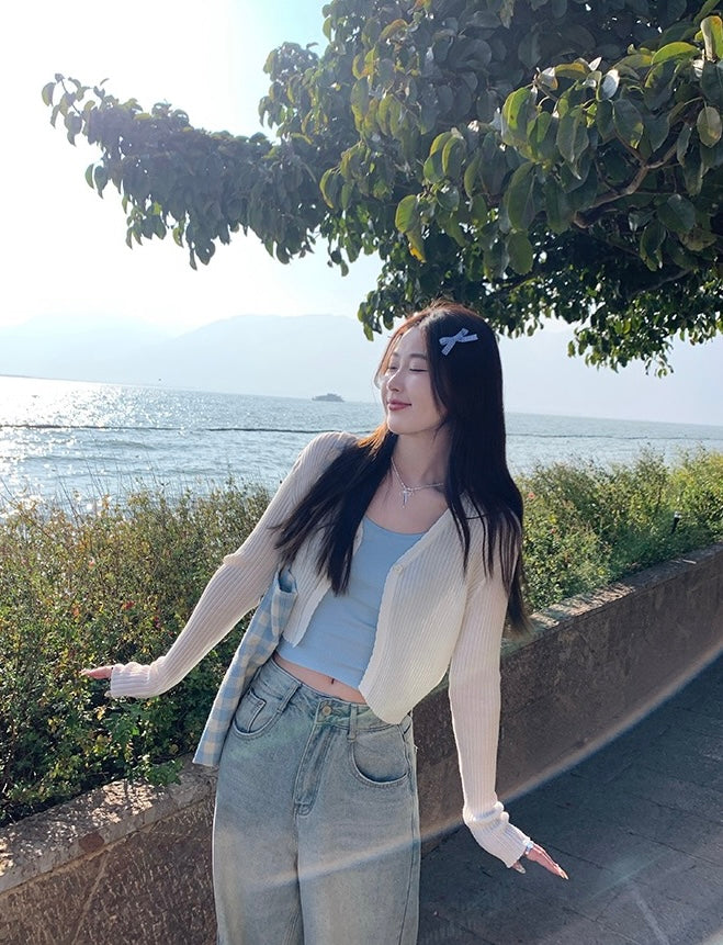 香香软软 薄款防晒短款针织开衫 Soft and Cozy – Lightweight Short Knit Cardigan with Sun Protection