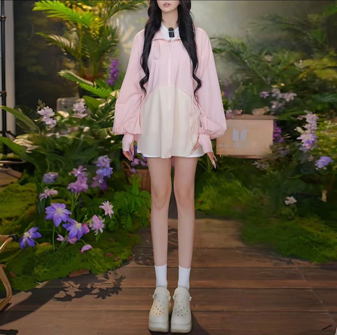 夏日拼色 户外轻薄防晒服连帽外套 Summer Color-Block Lightweight Hooded Sun Protection Jacket