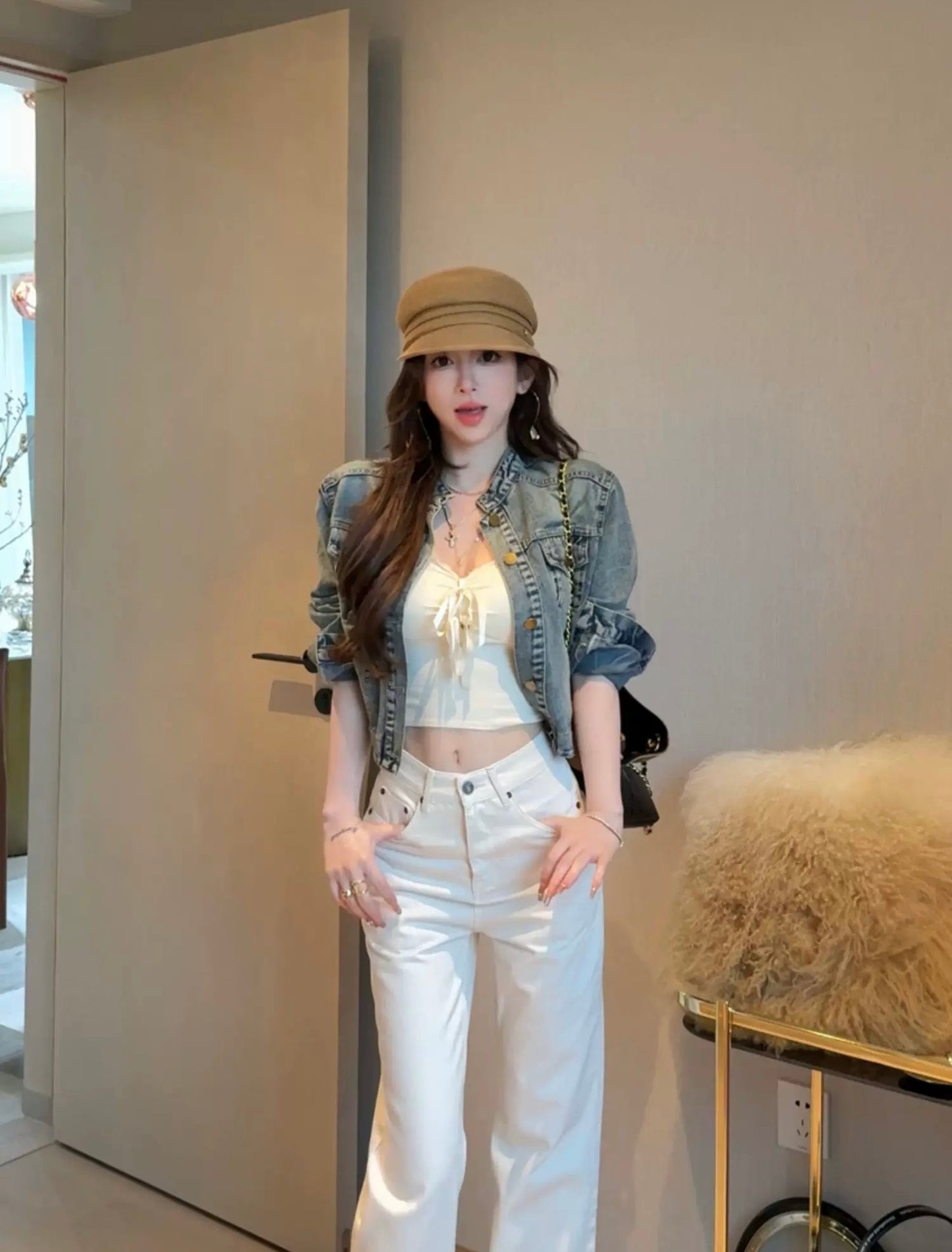 曼城牛仔 短款牛仔外套不规则半裙套装 Manchester Cowboy Short Denim Jacket & Asymmetrical Skirt Set