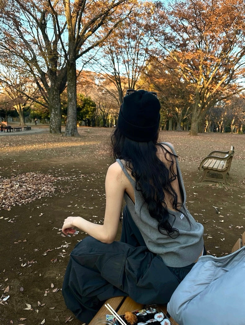 反转魅力 灰色露背针织上衣 Reverse Charm · Grey Backless Knit Top