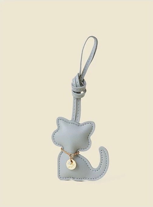 Cat Motif Bag Charm - Blue