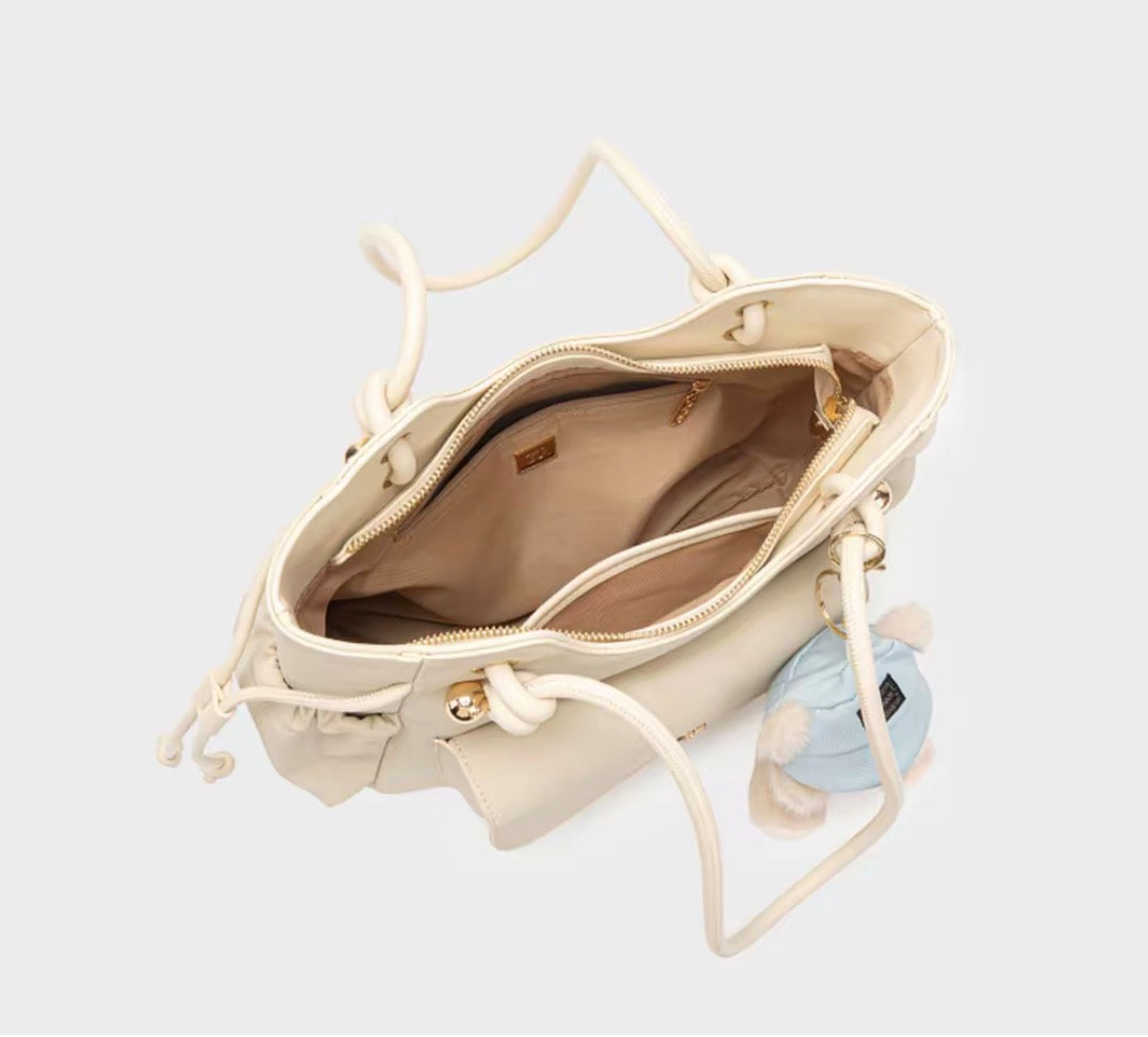 Cloud Milky White Youth Luxury Commuter Tote Bag