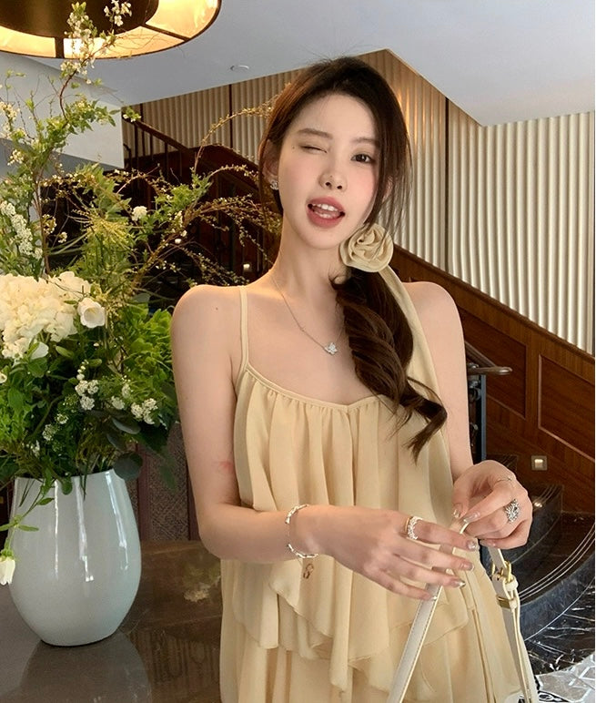 Summer度假 设计感吊带V领雪纺上衣 Chic V-Neck Chiffon Camisole Top