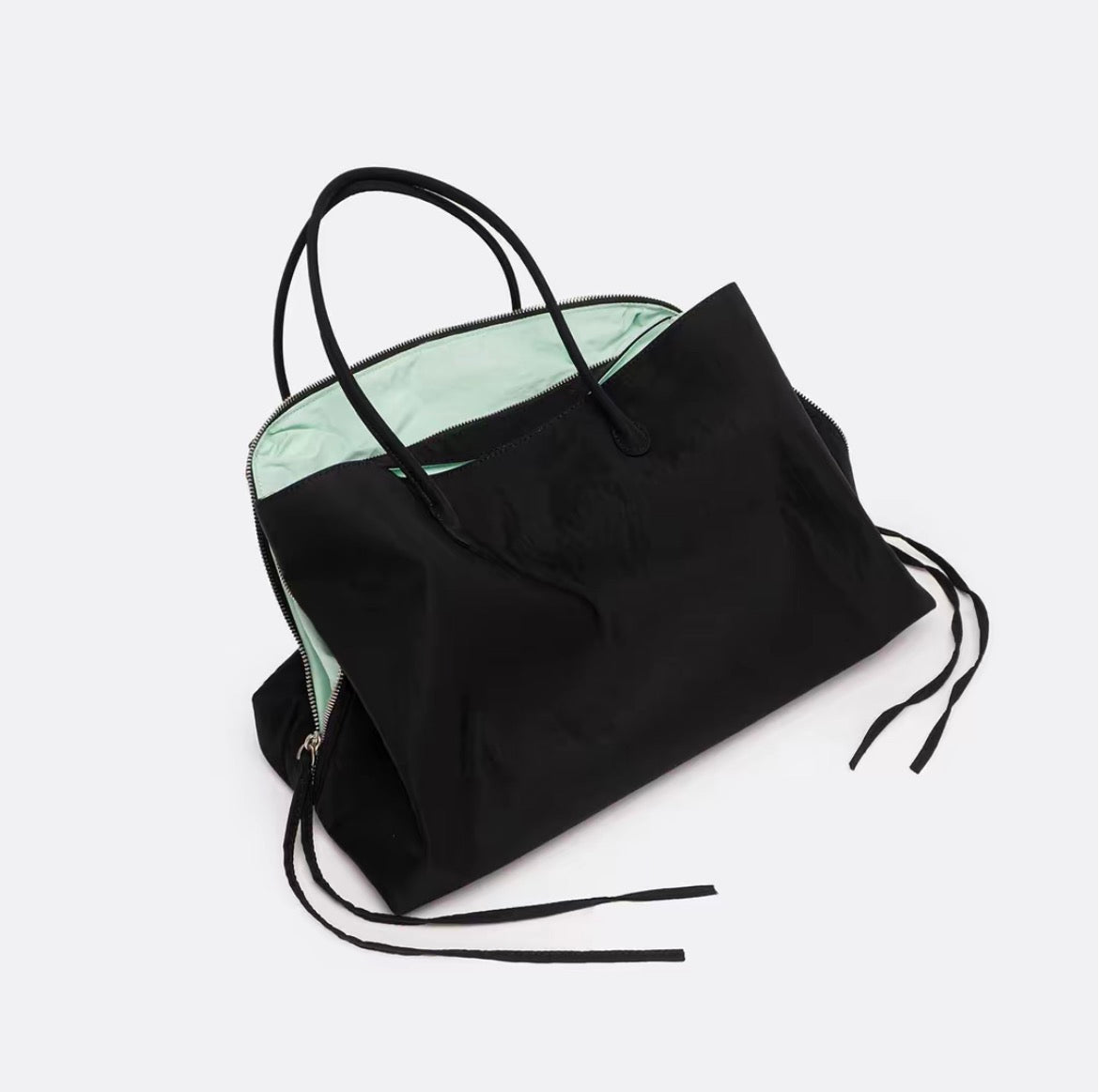 Cool-Tone Mint Korean-Style Color-Block Multi-Compartment Large-Capacity Tote Bag