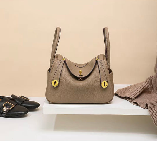 LINDI VERA Women’s Genuine Leather Doctor Bag Large-Capacity Pillow Shoulder Handbag