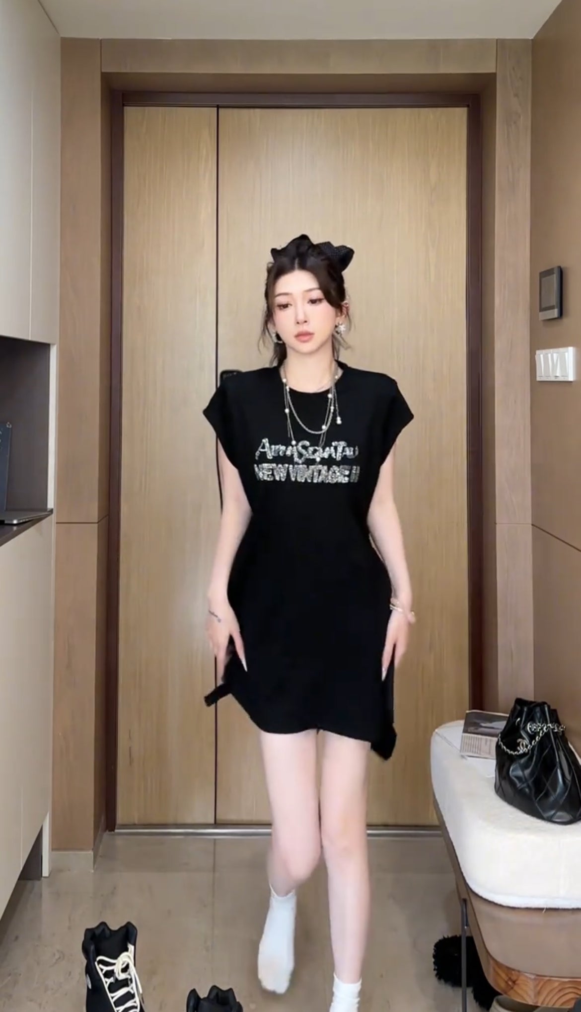 星闪连衣裙 不规则系带连衣裙 Sparkling Starry Asymmetrical Tie Dress