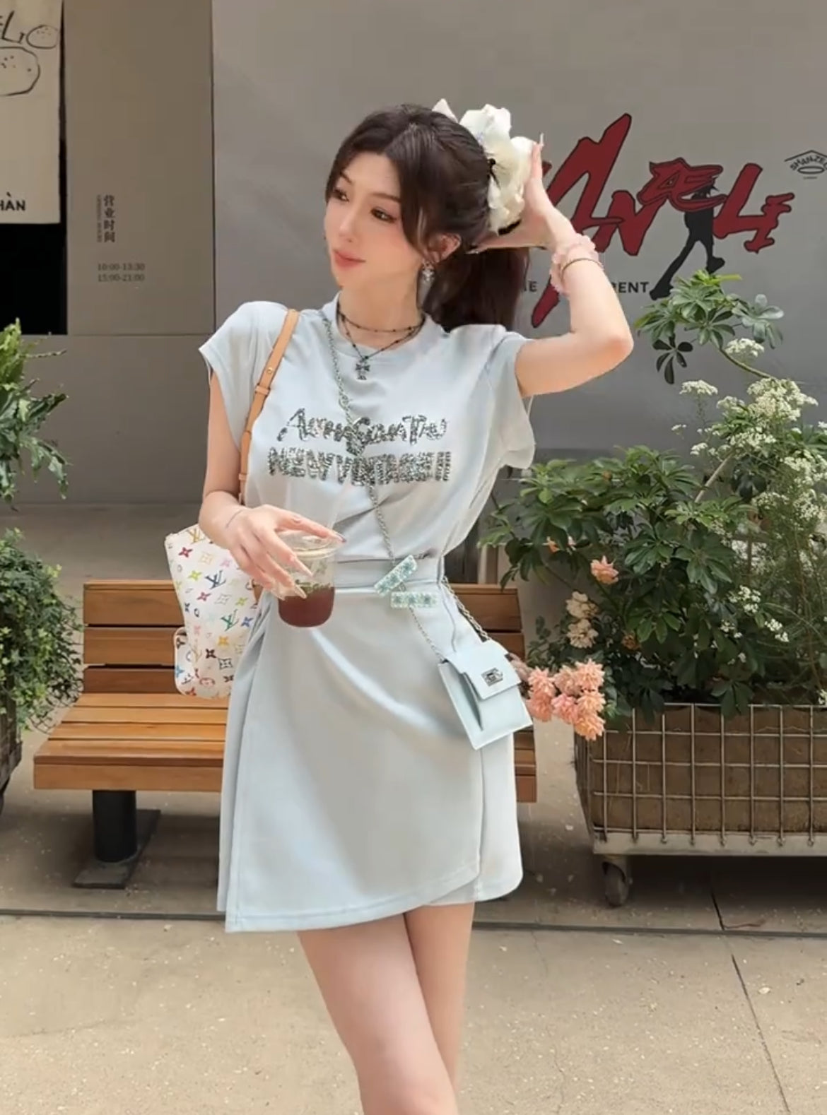 星闪连衣裙 不规则系带连衣裙 Sparkling Starry Asymmetrical Tie Dress