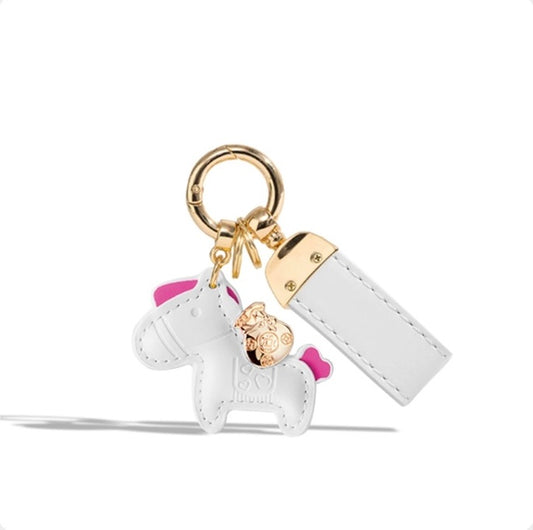 Lucky Stallion Leather Bag Charm - Black