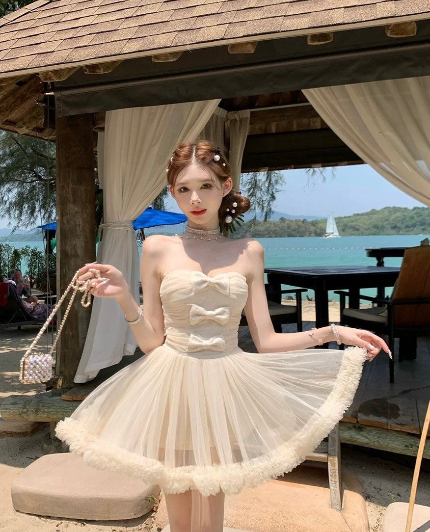软雾甜纱 法式优雅精致花纹蓬蓬连衣裙 Soft Mist Tulle Elegant French Floral Puffy Dress