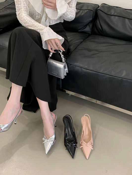 Bella Bow Slingbacks Pointed-toe Heels