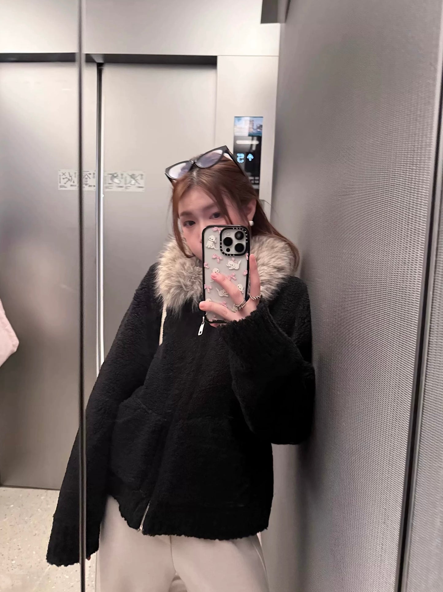 再遇见 定染毛领小颗粒羊羔毛冬装外套 ReMeet Dyed-Fur Collar Small-Pile Sherpa Winter Coat